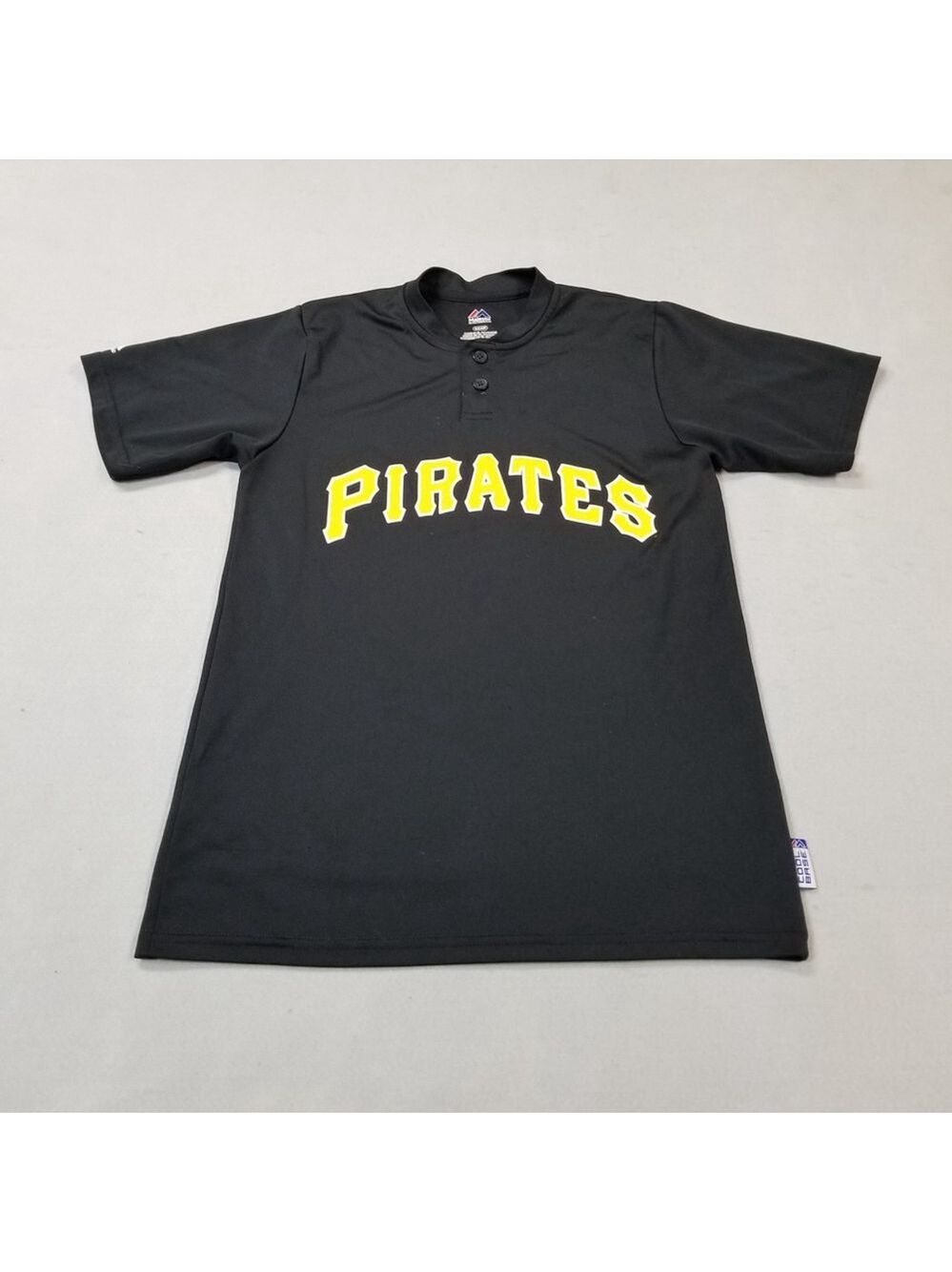 Pittsburgh Pirates Shirt Size S Black Majestic Henley Button MLB Baseball